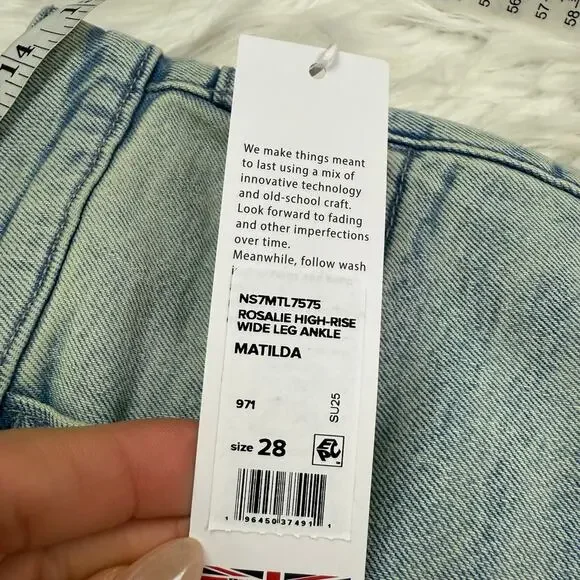 Hudson Rosalie High-Rise Wide Leg Ankle Matilda Wash Size 28 NWT